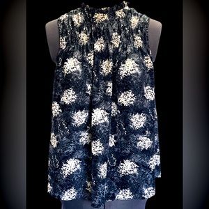 NWOT Joie Sleeveless Smock Front Baltic Print Blouse Size S